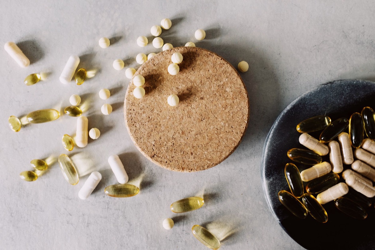 zinc tablet in glass container