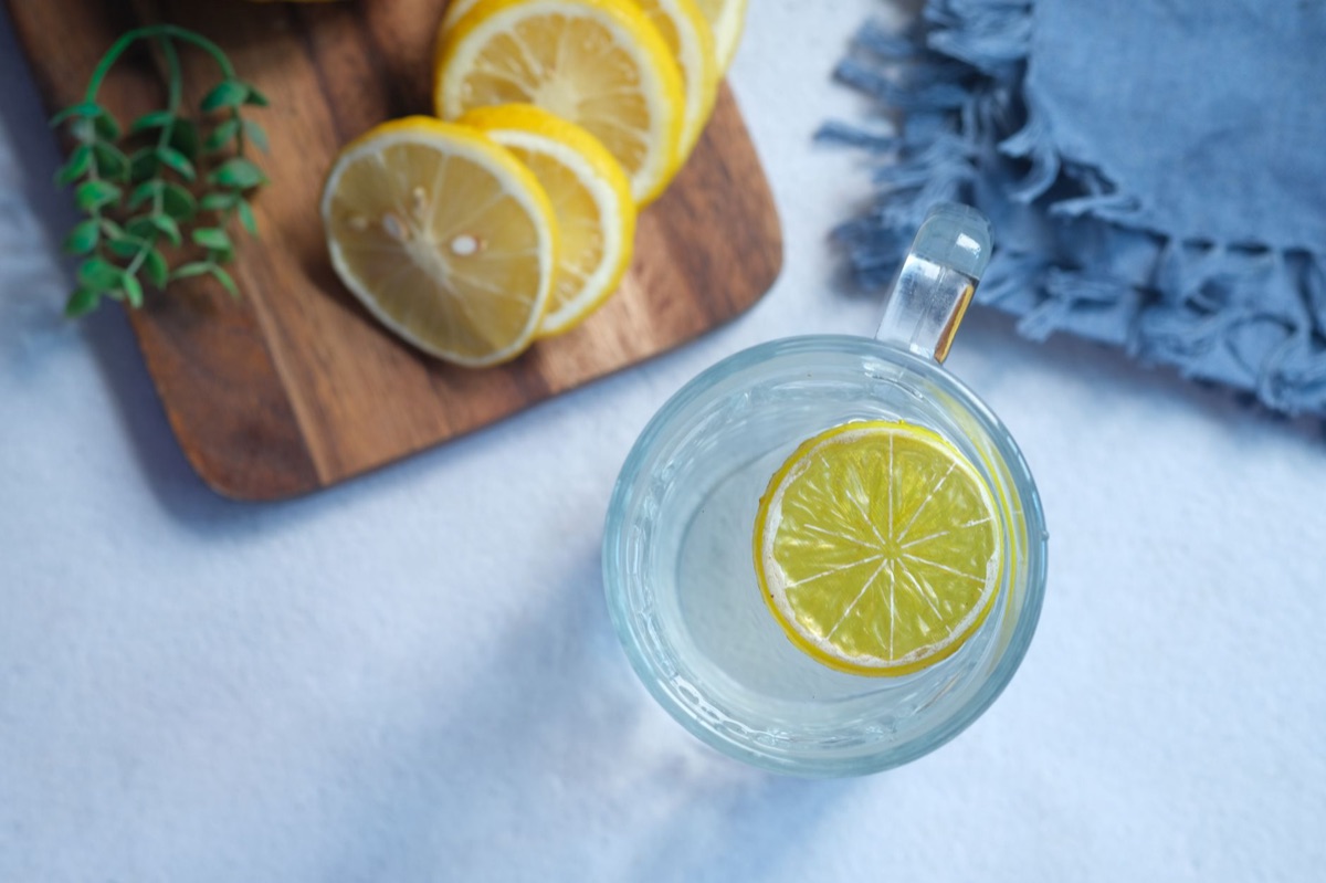 eau aromatisee aux herbes avec citron